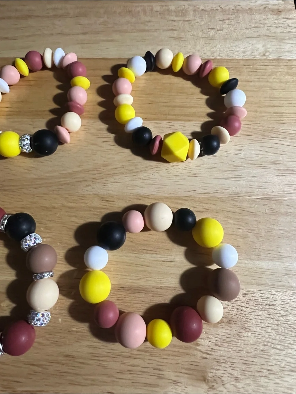 Kids Beaded Stretch Bracelet Set - Yellow, Pink, Black B194